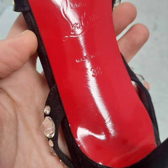 Christian Louboutin Emilie Strass Black Jewel Slingback Heel Sandal - Picture 8 of 13